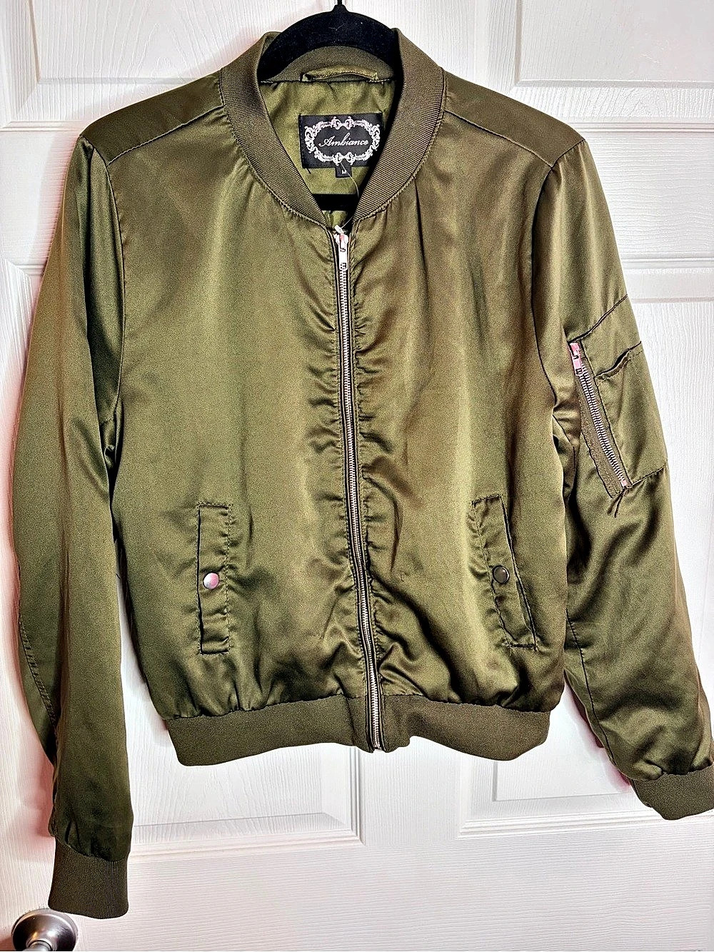 Ambiance Olive Bomber Jacket Size Medium Like New